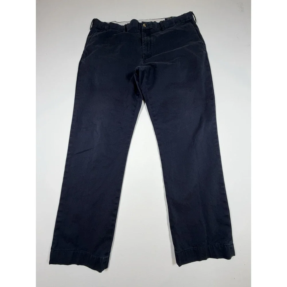 Polo Ralph Lauren Pants Men 38x30 Navy Blue Stretch Classic Fit Flat Front
